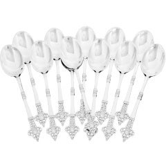 Antique CARDEILHAC French Sterling Silver Tea Spoons Set 12 pc