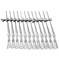 French Sterling Silver Knife Rests 12 pc w/box Rare Rifle Model Antique French Sterling Silver Knife Rests 12 pc w/box Rare Rifle Model