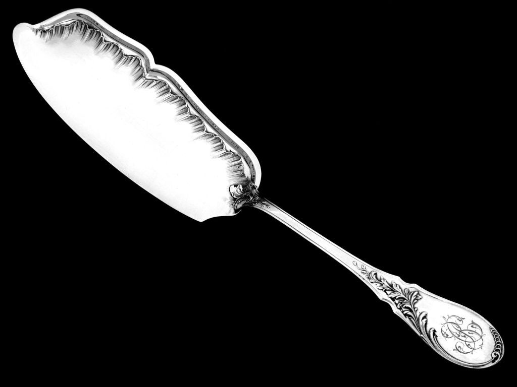 HENIN French All Sterling Silver Crumb Tray Service 2 pc Rococo 3