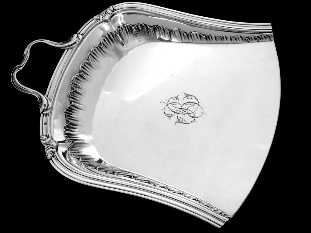 HENIN French All Sterling Silver Crumb Tray Service 2 pc Rococo 4