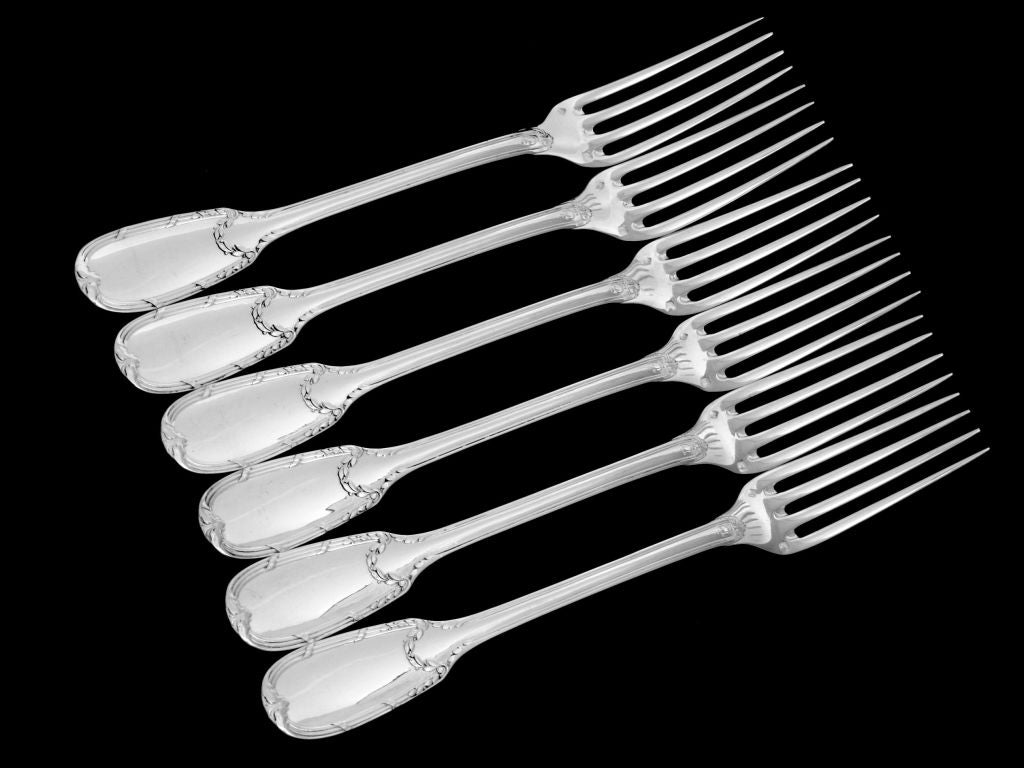 PUIFORCAT French Sterling Silver Dessert Flatware Set 12 pc Neo Classical 1