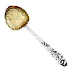 HENIN Fabulous French All Sterling Silver Vermeil Sugar Sifter Spoon Iris