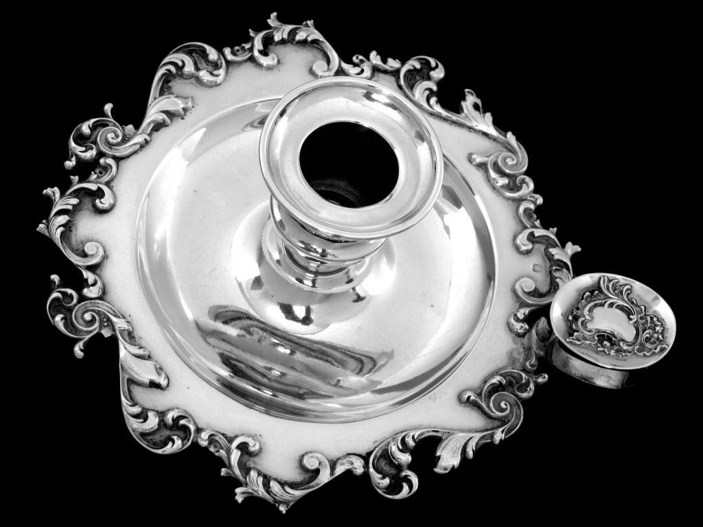 Gorgeous French All Sterling Silver Candle Holder Rococo For Sale 1