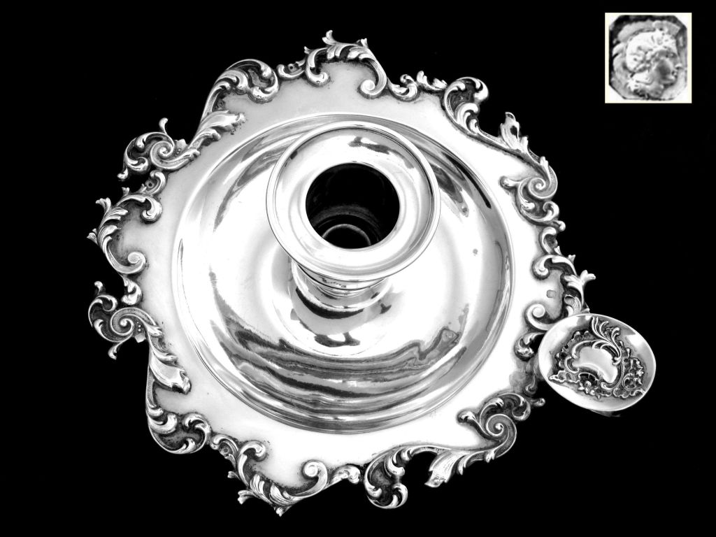 Gorgeous French All Sterling Silver Candle Holder Rococo For Sale 3