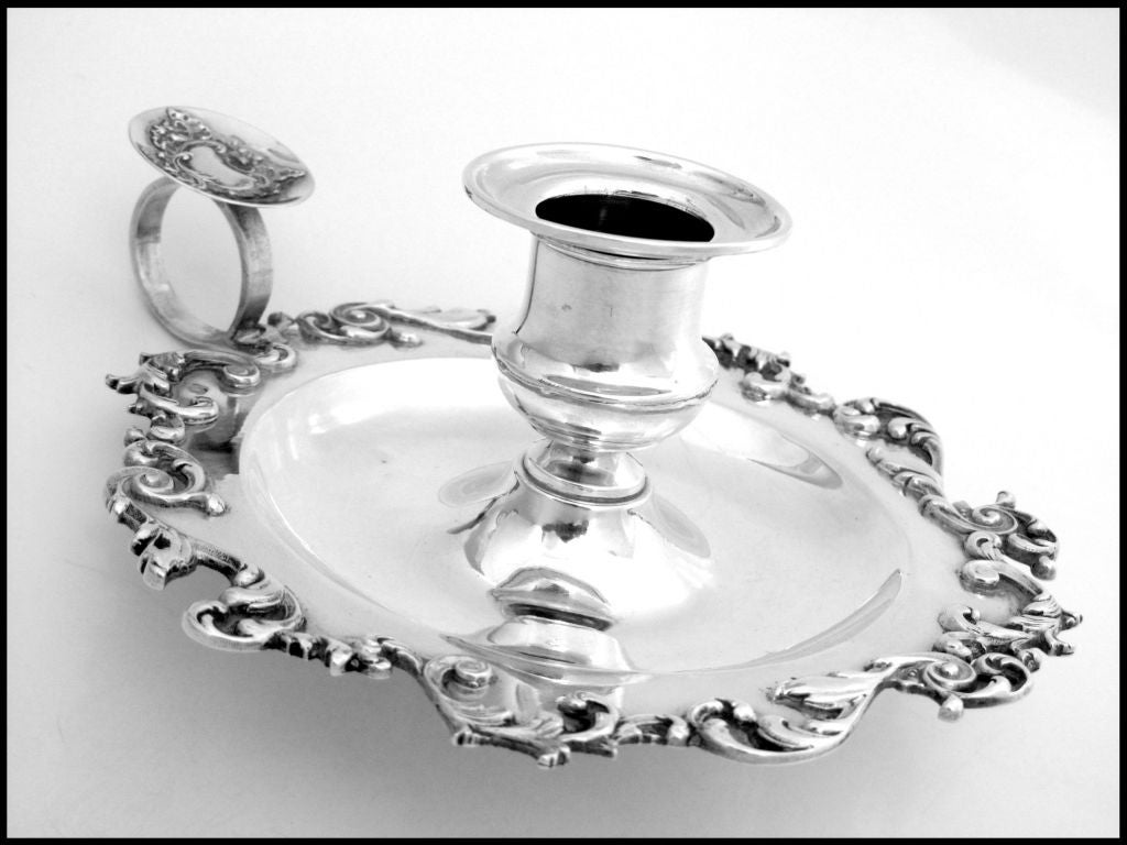 Gorgeous French All Sterling Silver Candle Holder Rococo For Sale 4