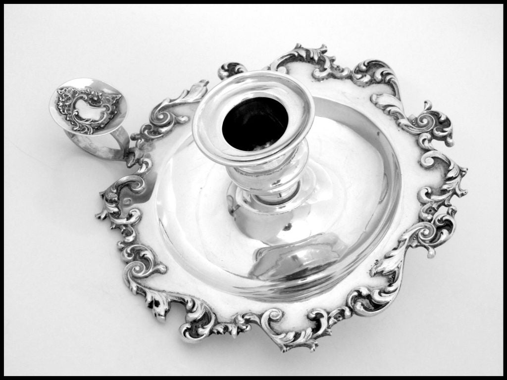 Gorgeous French All Sterling Silver Candle Holder Rococo For Sale 5