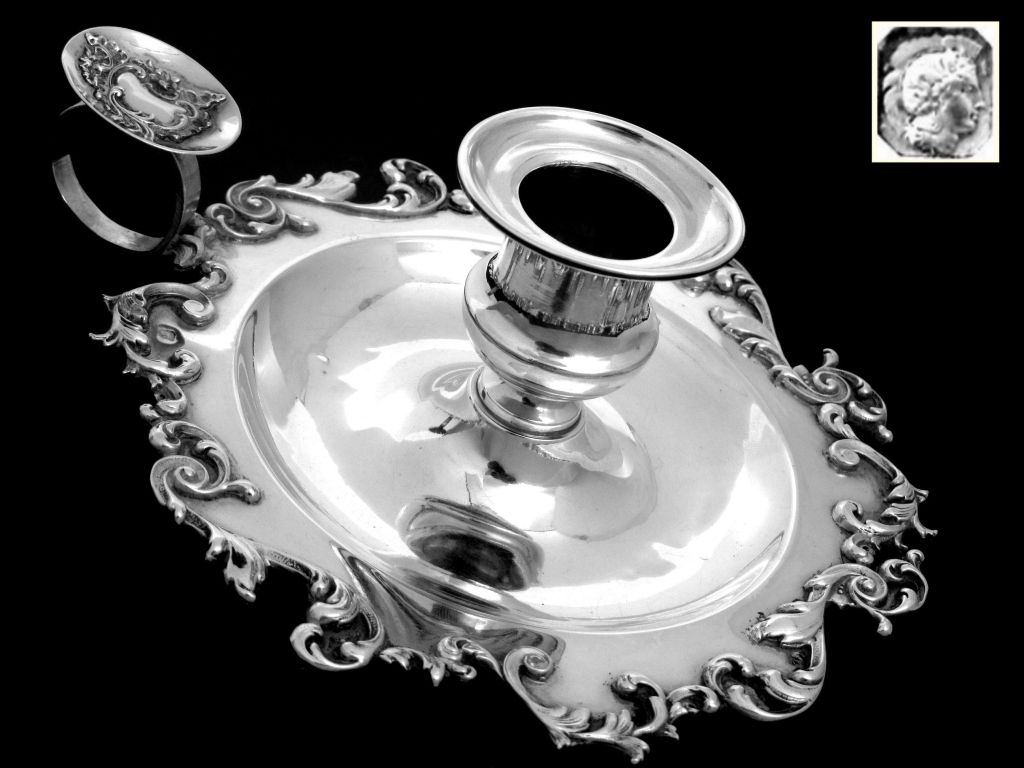 Gorgeous French All Sterling Silver Candle Holder Rococo For Sale 6