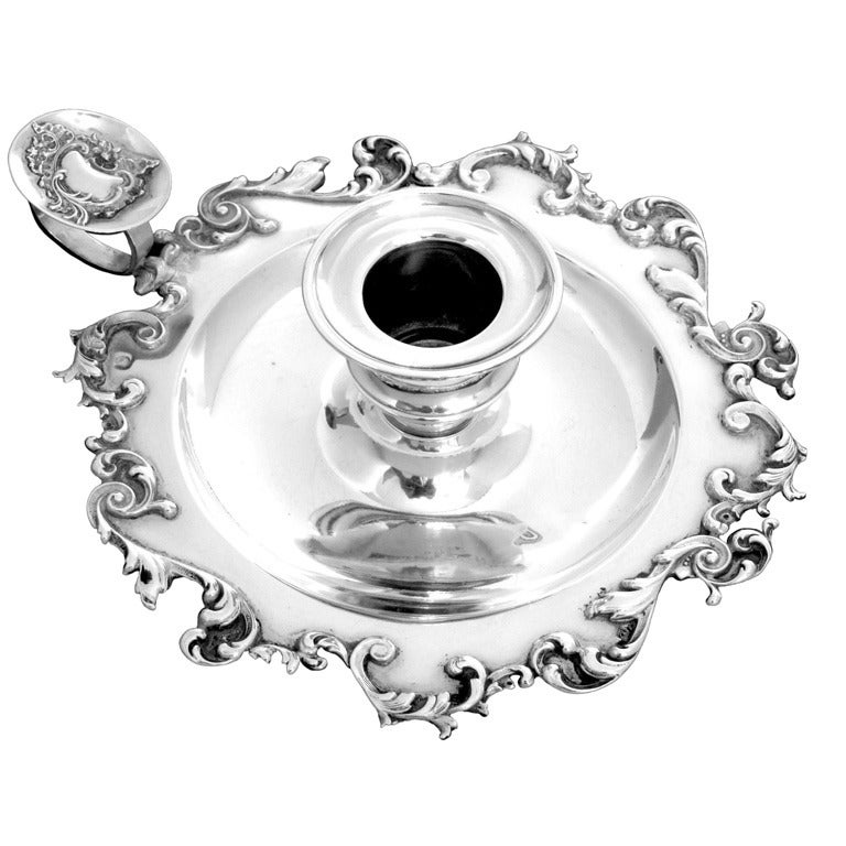 Gorgeous French All Sterling Silver Candle Holder Rococo For Sale