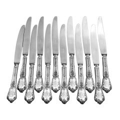 Antique LAPAR French Sterling Silver Dinner Knife Set 12 pc New Stainless Steel Blades