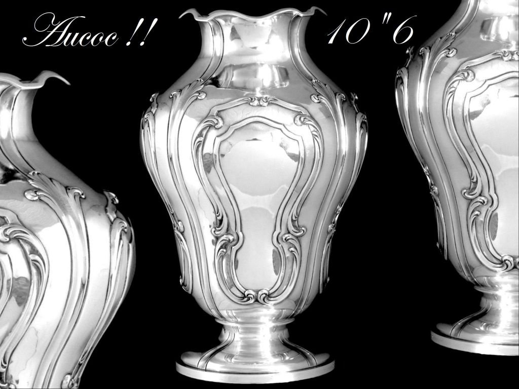AUCOC Imposing French All Sterling Silver Vase 10