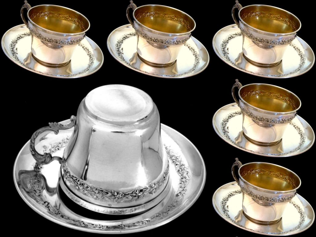 all silver tea cups
