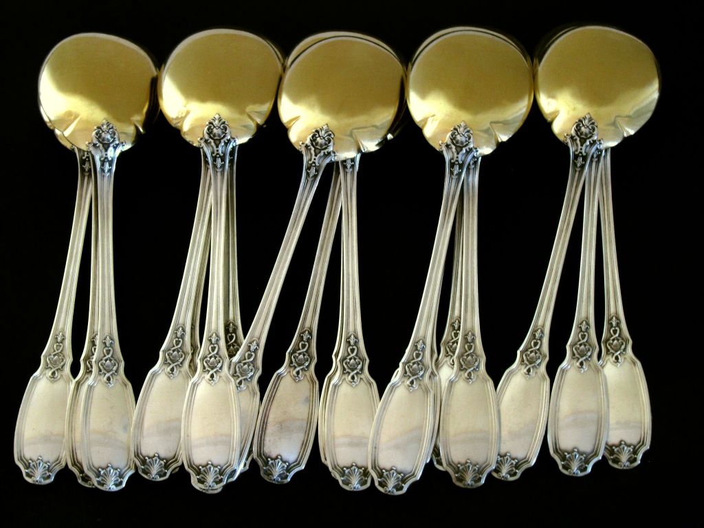 Boivin Fabulous French All Sterling Silver Vermeil Ice Cream Set 19 pc w/box 1