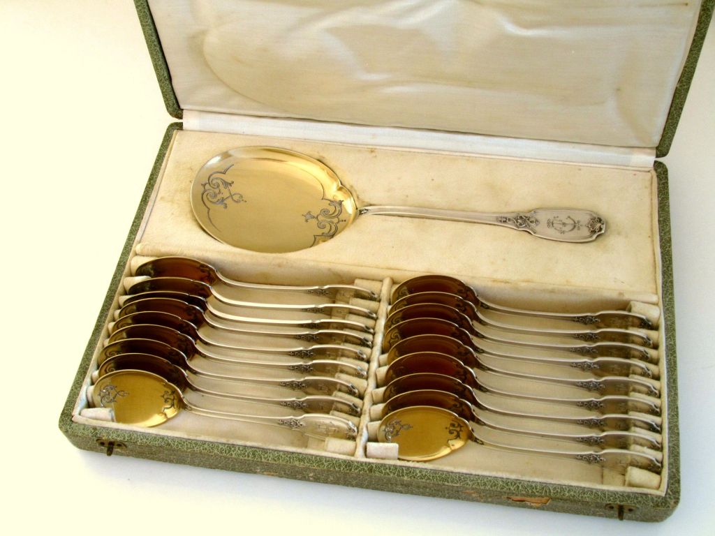 Boivin Fabulous French All Sterling Silver Vermeil Ice Cream Set 19 pc w/box 4