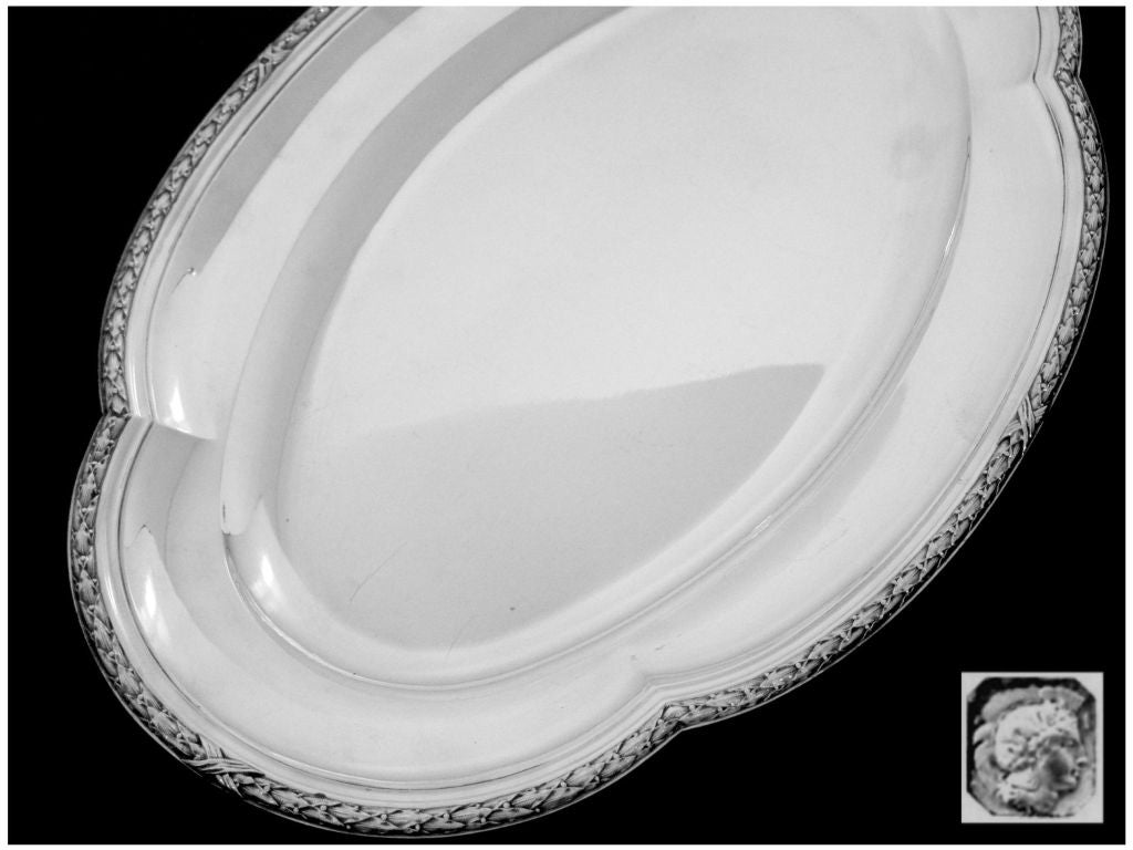 Henin Fabulous French Sterling Silver Serving Dish/Tray Louis XVI Pattern