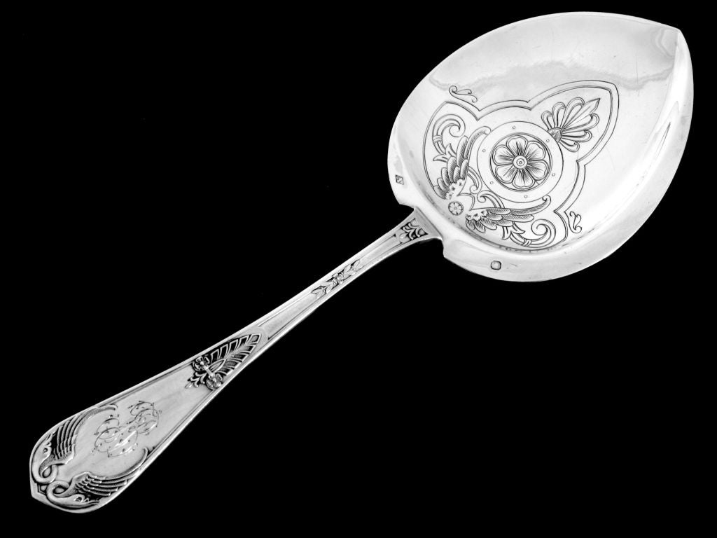 Fabulous French All Sterling Silver Ice Cream Set 13 pc Swans Empire at 1stDibs