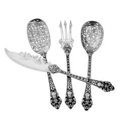 Top Quality French All Sterling Silver Hors D'oeuvre Set 4 pc w/box Mascarons