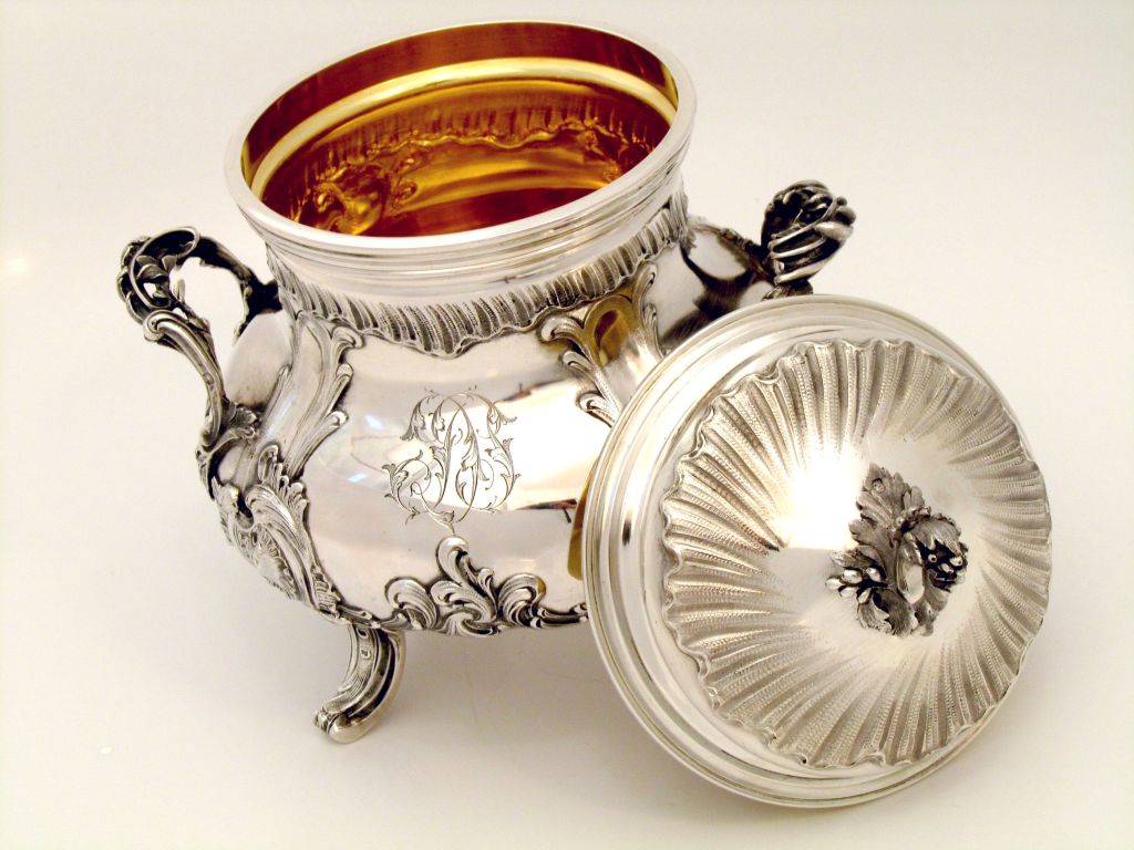 Puiforcat Imposing French Sterling Silver Vermeil Sugar Bowl Rococo For Sale 6
