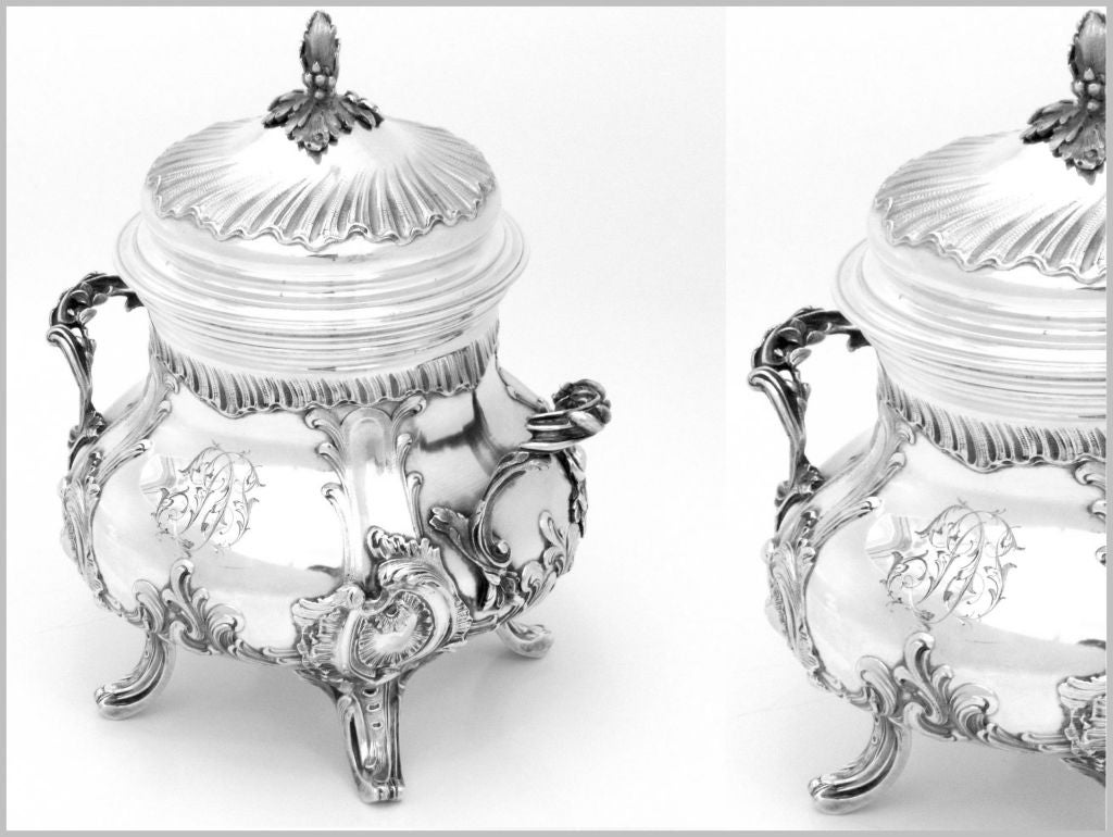 Puiforcat Imposing French Sterling Silver Vermeil Sugar Bowl Rococo For Sale 2