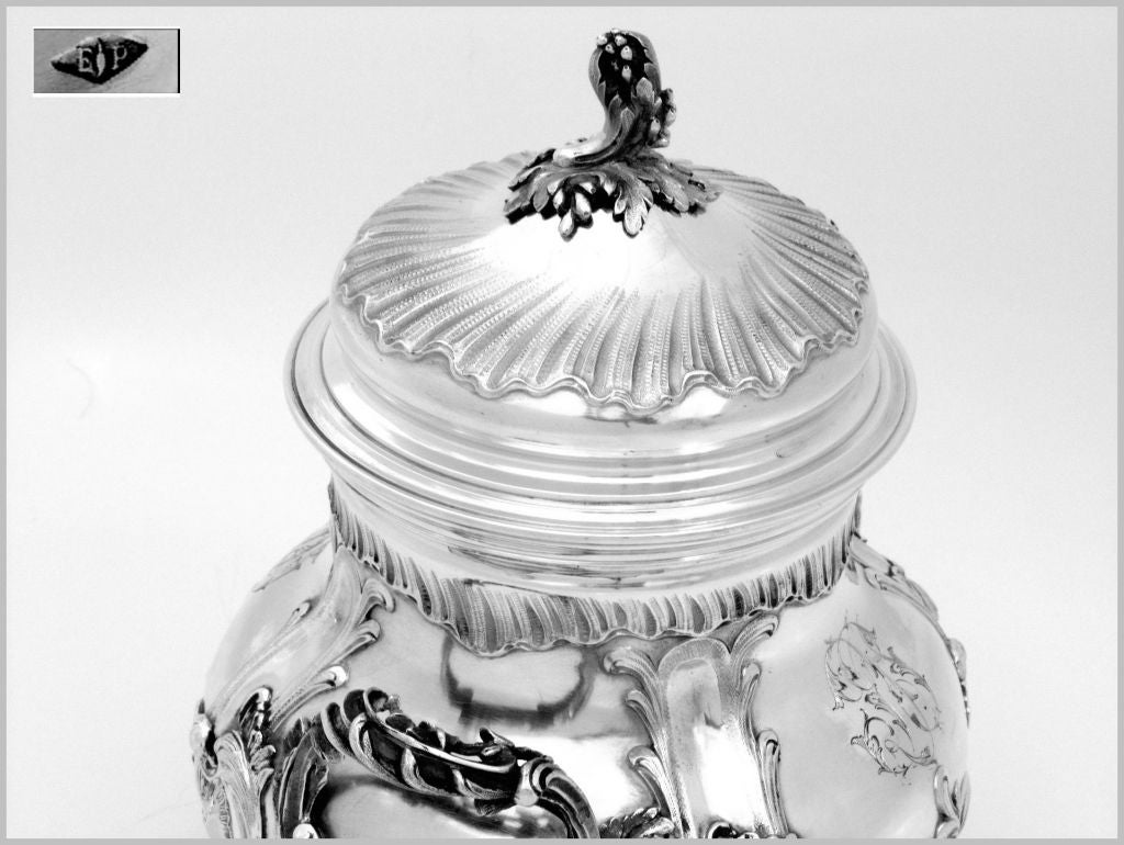 Puiforcat Imposing French Sterling Silver Vermeil Sugar Bowl Rococo For Sale 3