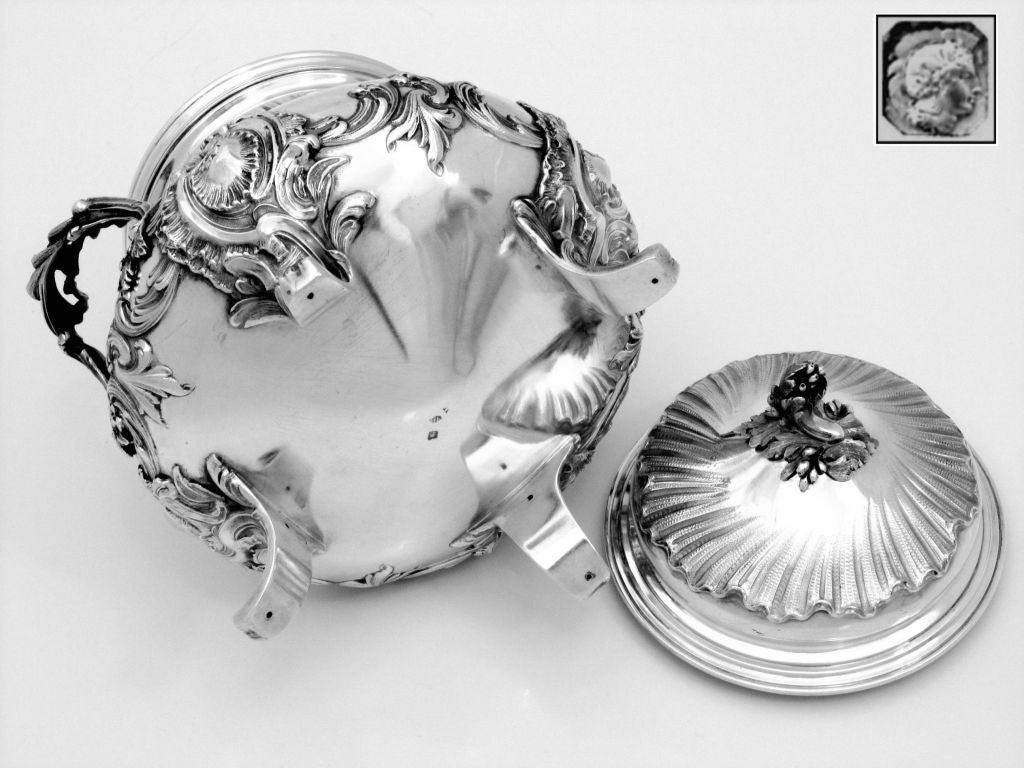 Puiforcat Imposing French Sterling Silver Vermeil Sugar Bowl Rococo For Sale 5