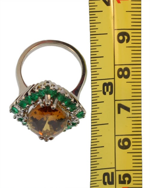 Citrine Emerald Diamond Gold Ring For Sale 1