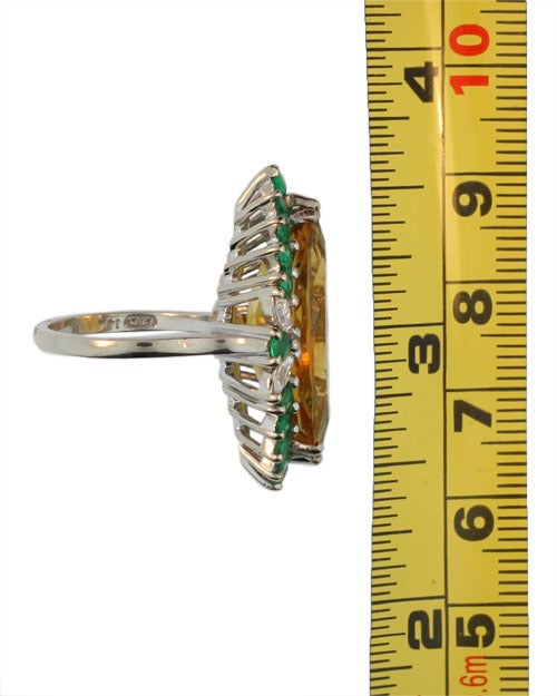 Citrine Emerald Diamond Gold Ring For Sale 2