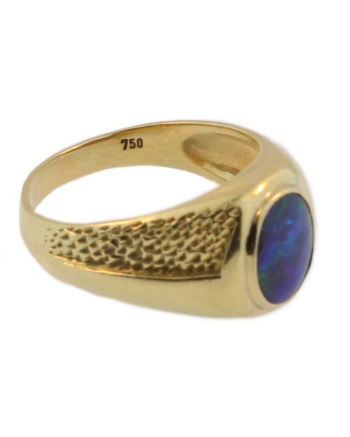 Women's Black Opal, Yellow Gold Men's Ring For Sale
