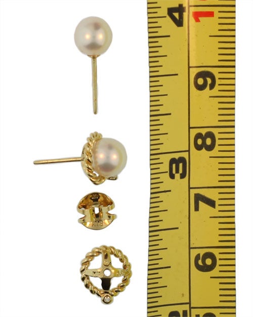 Mikimoto Pearl Diamond Studs in Removable Jackets 1