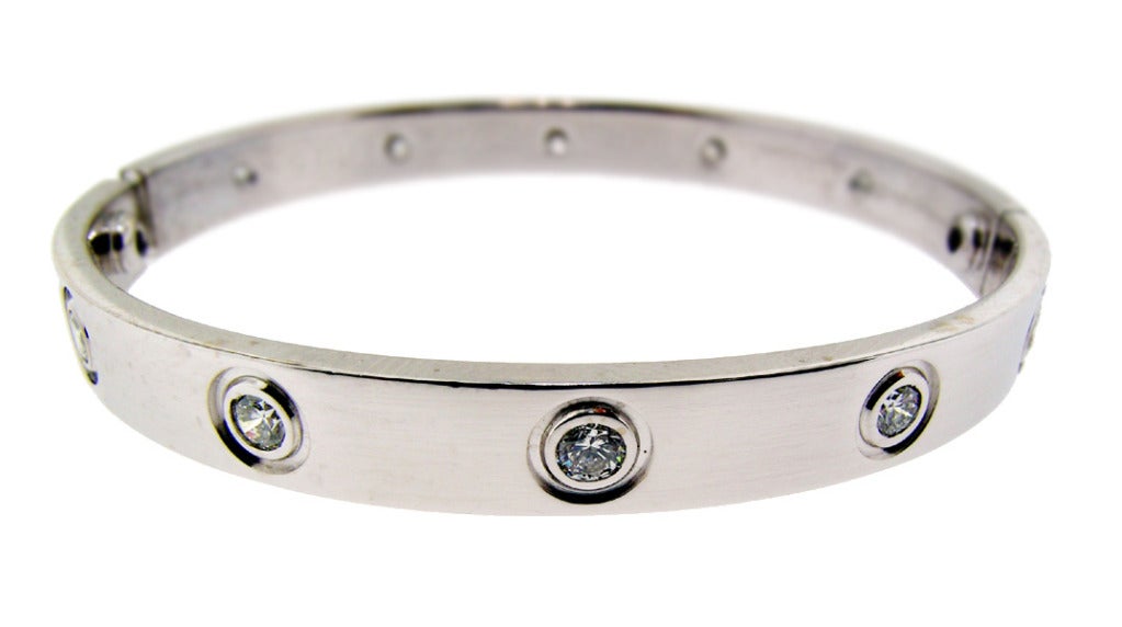 Cartier 10 Diamond White Gold Love Bracelet For Sale 1