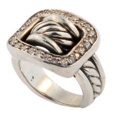 David Yurman Diamond Sterling Silver Buckle Ring