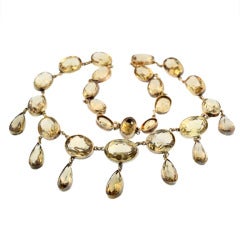 Victorian Silver Gilt and Citrine Drop Necklace