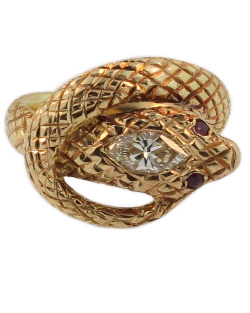 Exceptional Antique Diamond Snake Ring