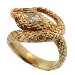 Exceptional Antique Diamond Snake Ring