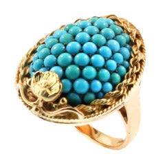 Antique Yellow Gold and Turquoise Ring