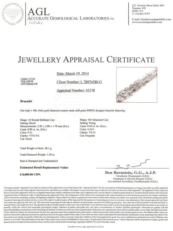 Birks Diamond Gold Filigree Bracelet For Sale 3
