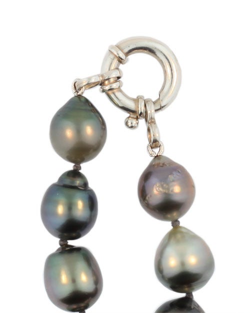 Black Tahitian Baroque Pearl and Moonstone Necklace