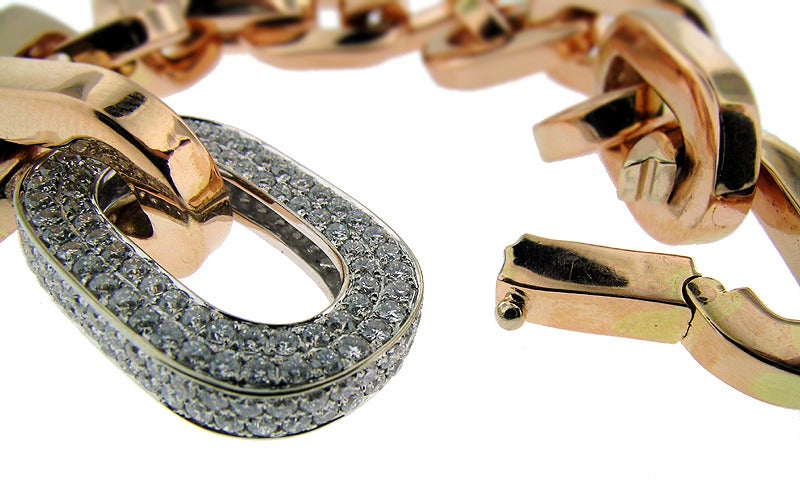 Women's Italian Diamond Gold Bracelet For Sale