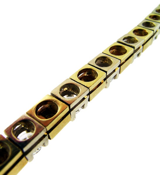 Women's Diamond Yellow Gold Line Bracelet For Sale