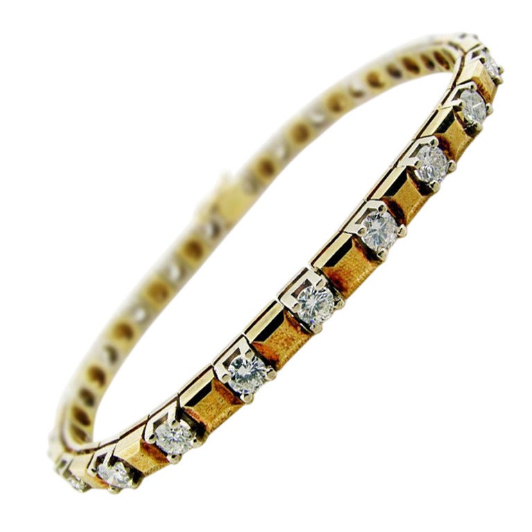 Diamond Yellow Gold Line Bracelet For Sale