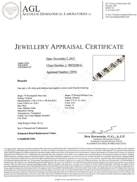 Classic Sapphire Diamond White Gold Bracelet For Sale 3