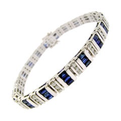 Classic Sapphire Diamond White Gold Bracelet