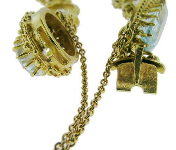 Victorian Antique Aquamarine Yellow Gold Bracelet For Sale