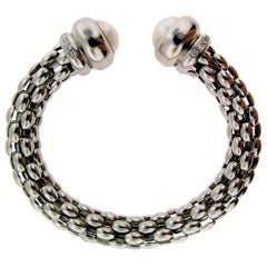 Fope Gioielli  White Gold Pearl and Diamond Cuff Bracelet