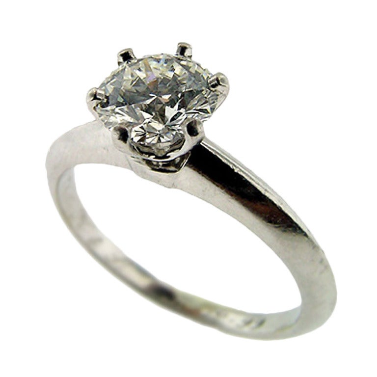 Tiffany & Co. .74 Round Brilliant Diamond Ring For Sale