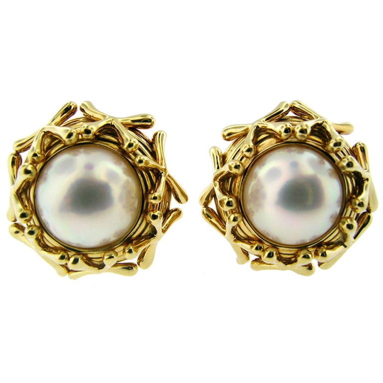 Jean Schlumberger for Tiffany & Co. Pearl and Gold Earrings For Sale
