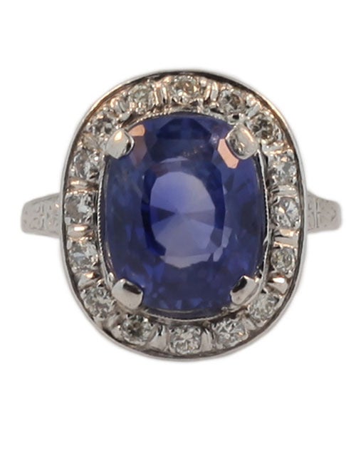 1920's No Heat 7.15 Sapphire Diamond Ring
