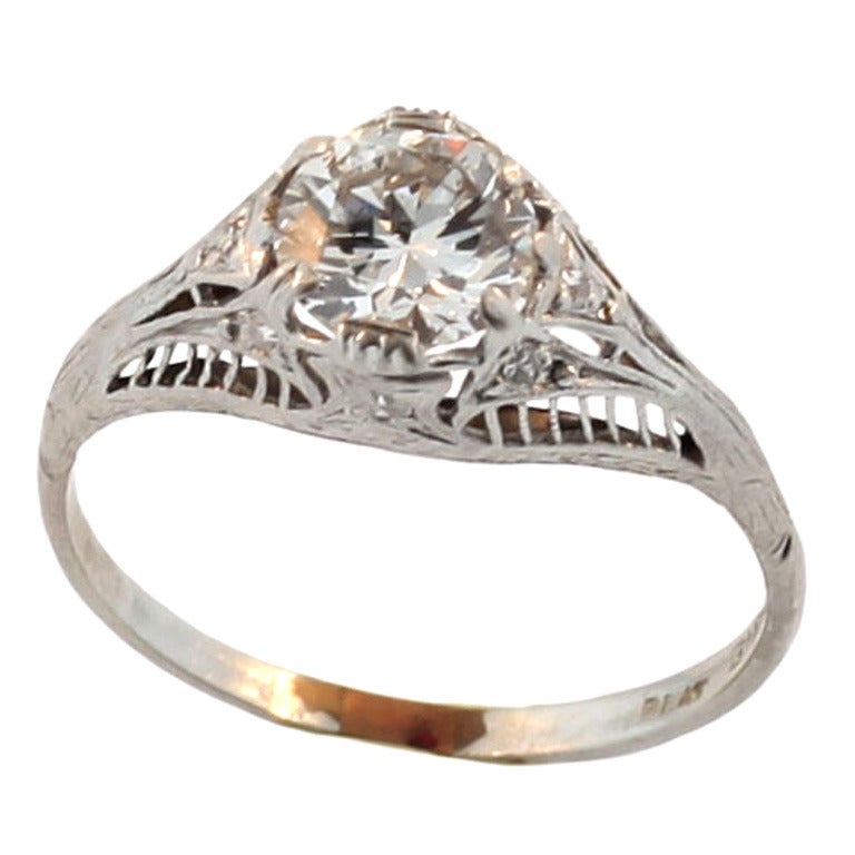 1920's D Colour "Birks" 1.05 Diamond Ring For Sale