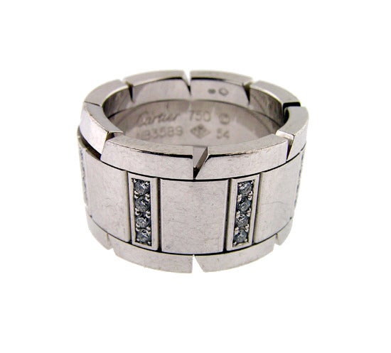 Cartier Tank Française White Gold and Diamond Ring In Excellent Condition For Sale In Toronto, ON