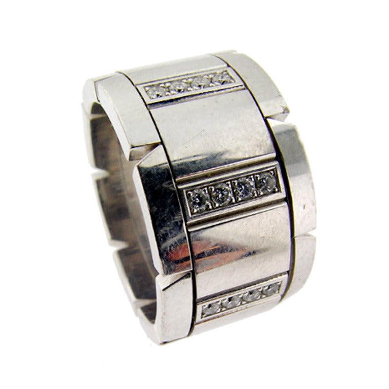 Cartier Tank Française White Gold and Diamond Ring For Sale