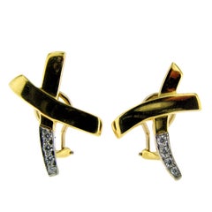 Paloma Picasso for Tiffany "X" Diamond and Gold Ear Clips
